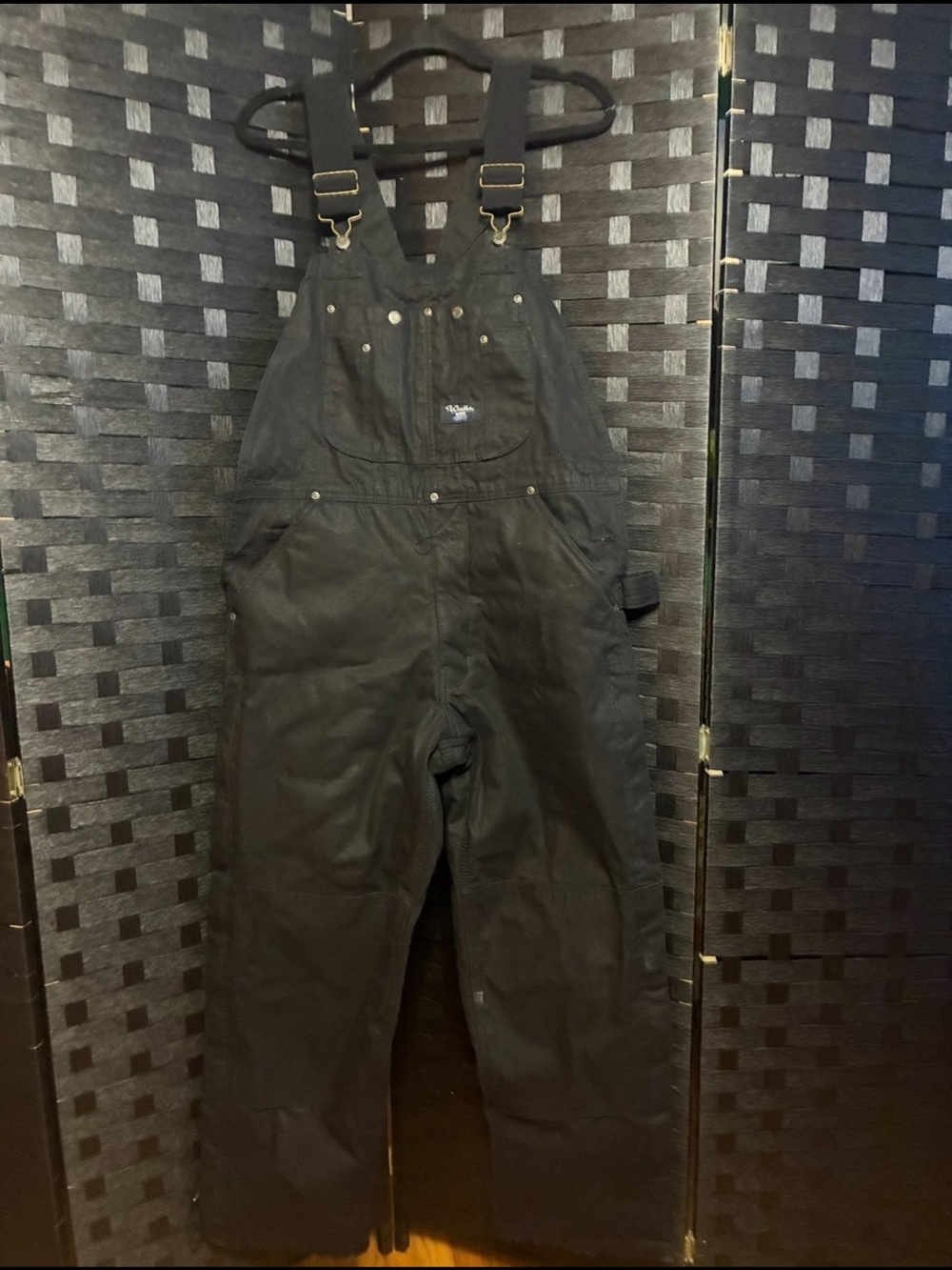 Vintage Walls Black Insulated Workwear Overalls Bib Canvas Grunge
